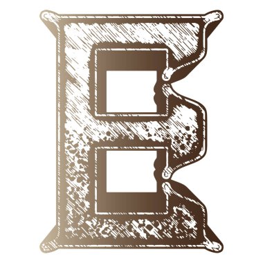 Eski sanat yazı tipi. Kahverengi dekoratif harf beyaz arkaplanda izole edilmiş..