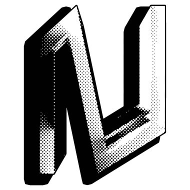 Yarım ton biçiminde sanat yazı tipi. Dekoratif harf beyaz arkaplanda izole edildi.