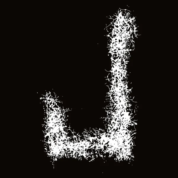 Witte Verf Spatten Druppels Letter Art Lettertype Zwarte Achtergrond — Stockvector