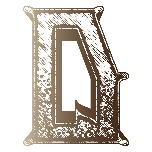 Ancient Art Font Brown Decorative Letter Isolated White Background — 스톡 벡터