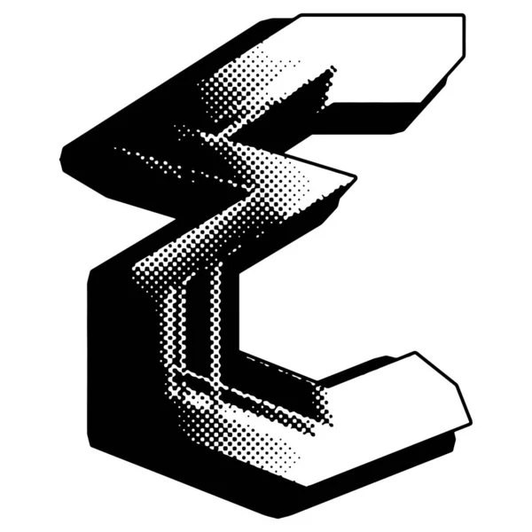 Halftone Style Art Font Decorative Letter Isolated White Background — Stock vektor