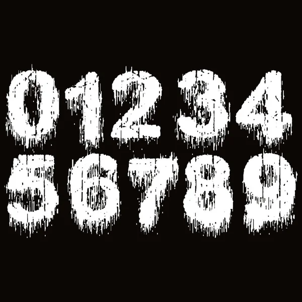 Metal Music Style Numbers White Typeset Black Background —  Vetores de Stock