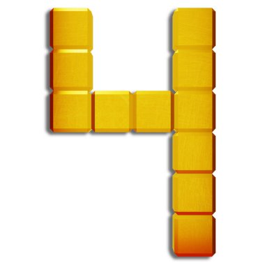 3D görüntüleme. Beyaz arkaplanda izole edilmiş altın çizik sayısı..