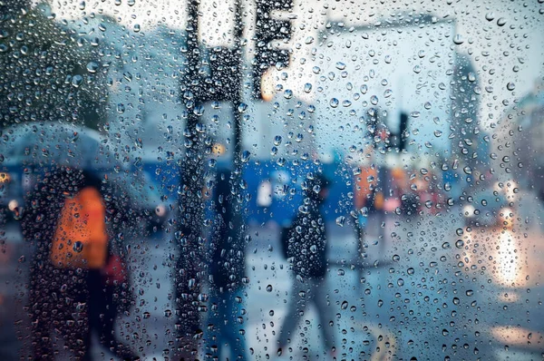 Rainy London Seen Bus Window Focus Glass — 스톡 사진