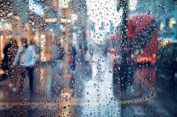 Rainy London Seen Bus Window Focus Glass — 스톡 사진