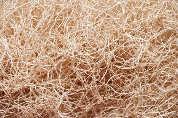 Wooden Wool Fibers Close Background Shredded Wood Excelsior Filling Natural — Foto Stock