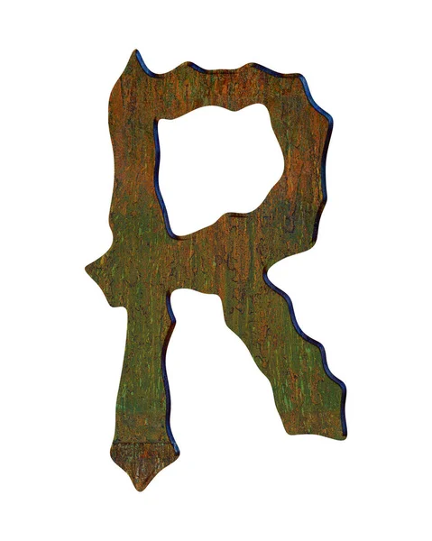 Illustration Rusty Oxidizing Metal Letter Isolated White Background Grunge Font — Photo