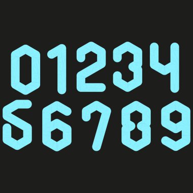 Kırık cam numaralar siyah arkaplanda ayarlandı.