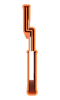 Resmedilmiş 3D. Beyaz arkaplanda izole edilmiş uzun turuncu harf.