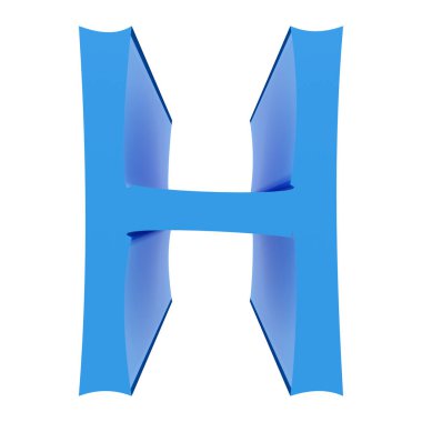 3D görüntüleme. Parlak mavi harf beyaz arkaplanda izole edildi.