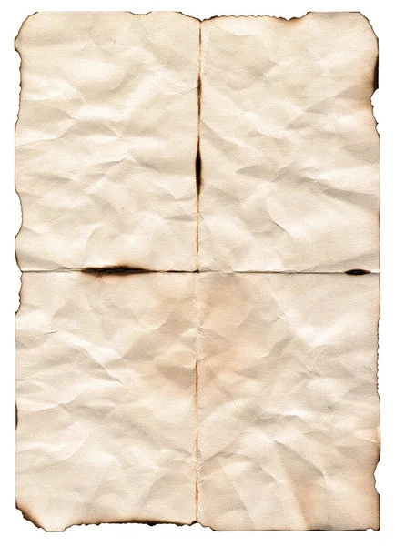 Old Rough Paper Burnt Edges Crumpled Sheet Paper — Stock Photo, Image