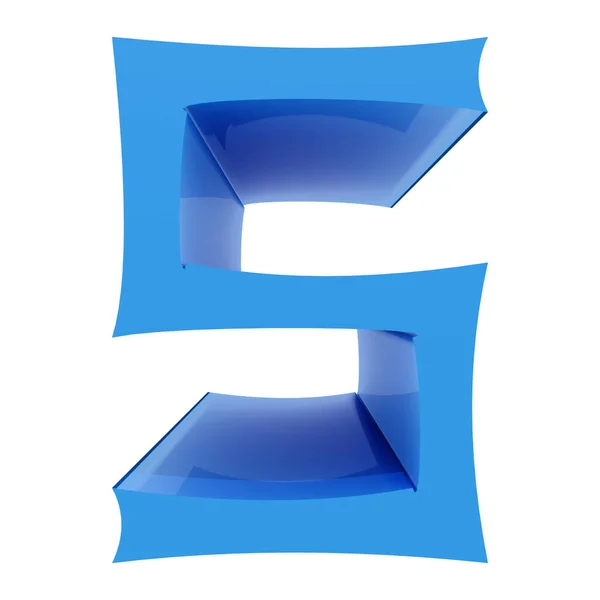 Rendered Illustration Glossy Blue Letter Isolated White Background — 스톡 사진