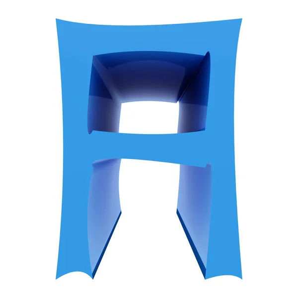 Rendered Illustration Glossy Blue Letter Isolated White Background — 스톡 사진