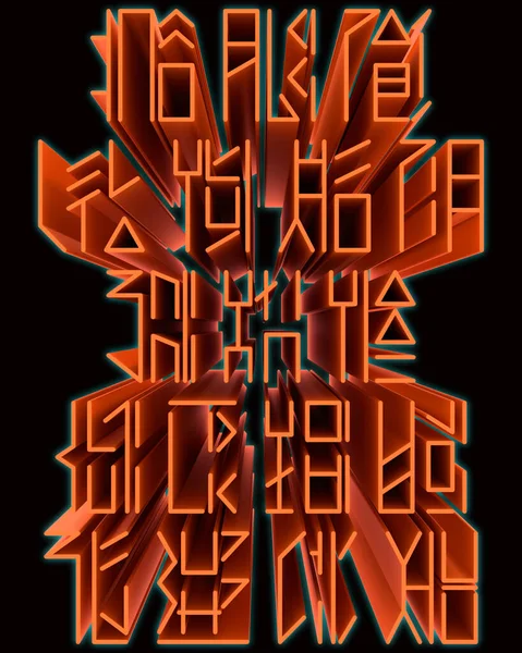 Візуалізація Декоративні Ієрогліфи Вигадане Речення Неоновим Підсвічуванням — стокове фото