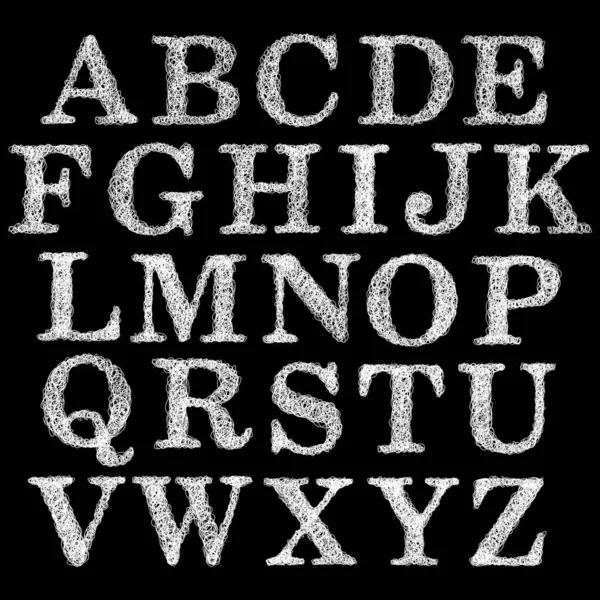 Ballpoint Pen Curls Alphabet Vector Art Font — стоковый вектор