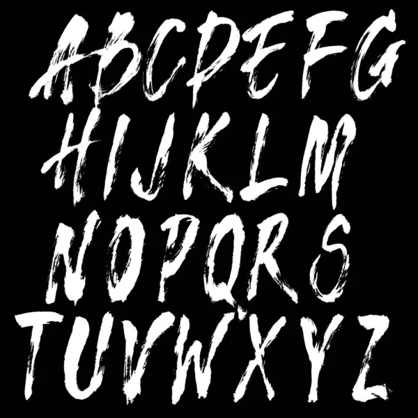 White Brush Strokes Alphabet Vector Lettering Art Font — Image vectorielle