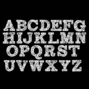 Siyah arkaplanda beyaz noktalı grunge harfi.