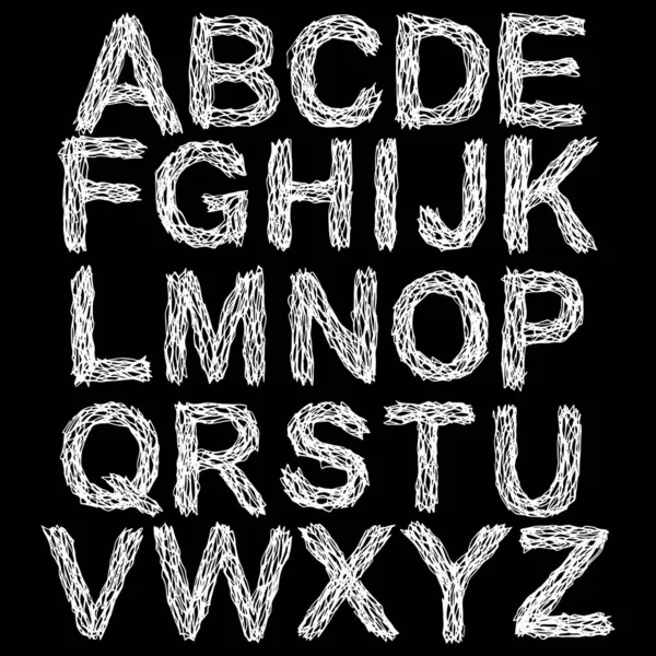 Witchcraft Font White Alphabet Black Background — Stockvektor