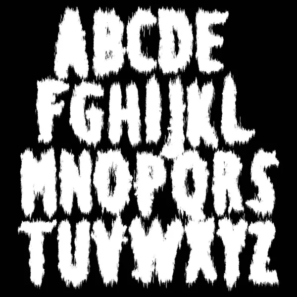 Grunge Alphabet Mit Zerlumpten Kanten Auf Schwarzem Hintergrund — Stockvektor