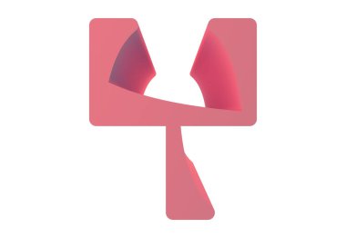 Yumuşak gölgeli 3D dekoratif harf. Sanat yazı tipi.