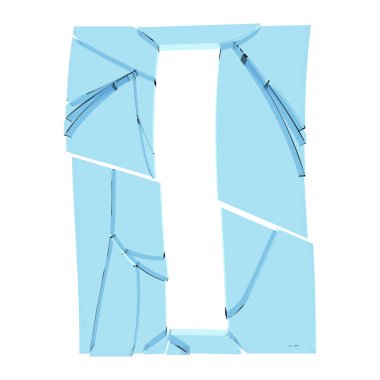 Kırık cam numarası, beyaz arka planda izole edilmiş..