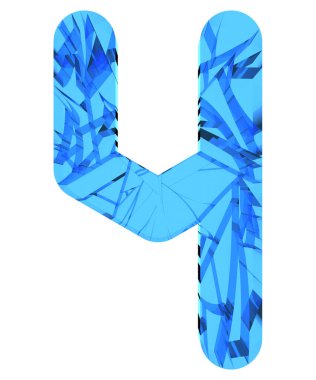 Kırık cam numarası, beyaz arka planda izole edilmiş..