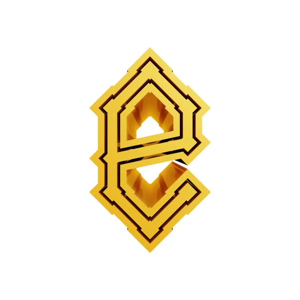 Современный Готический Шрифт Золотая Буква Выделена Белом Фоне — стоковое фото