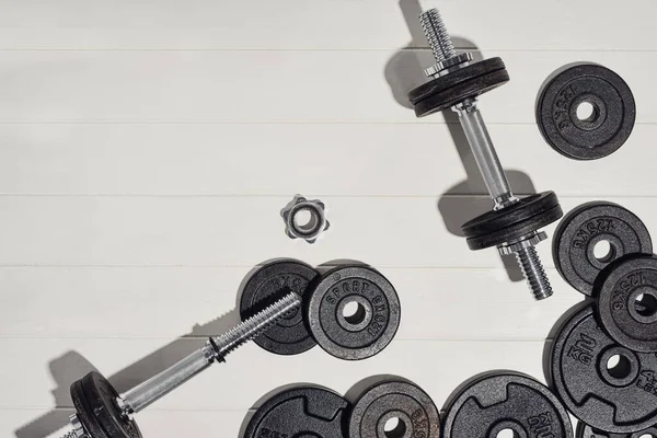 Ev konseptinde spor yapmak ya da spor yapmak, kopya alanı arka planına sahip üst görünüm