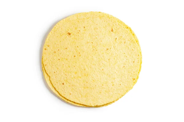 Ronde Tortilla Geïsoleerd Een Witte Achtergrond — Stockfoto