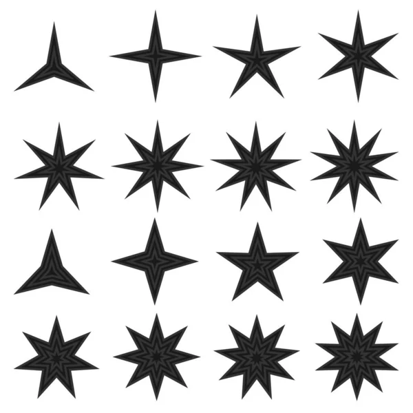 Odizolowany Białym Tle Zestaw Symboli Gwiazd — Wektor stockowy