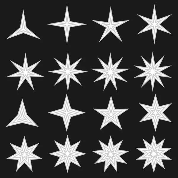 Изолированный Чёрном Фоне Звёздных Символов — стоковый вектор
