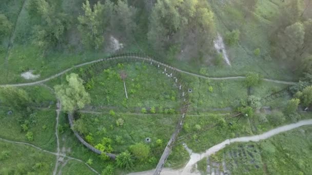 Aerial drone view of the old bobsleigh slide — Stock Video