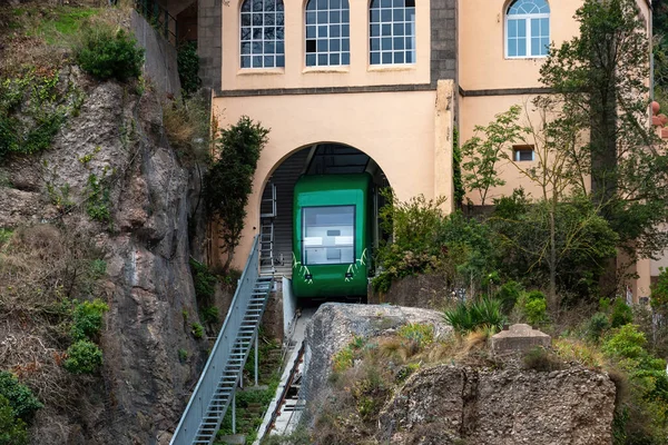 Cogwheel Train Goes Montserrat Monastery Parked Upper Station — Stock Photo, Image