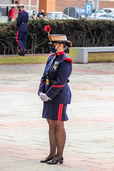 Huelva España Octubre 2021 Mujer Guardia Real Española Mantiene Orden — Foto de Stock