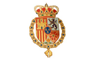 Beyaz arkaplanda İspanyol bayrak kalkanı izole