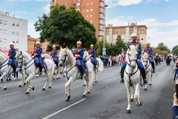 Huelva Espagne Octobre 2021 Parade Garde Royale Espagnole Cheval Travers — Photo