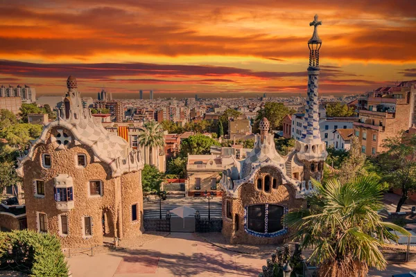 Het Beroemde Parc Guell Ontworpen Door Architect Gaud Stad Barcelona — Stockfoto