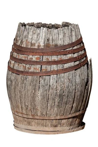 白地に隔絶された古い木樽 — ストック写真
