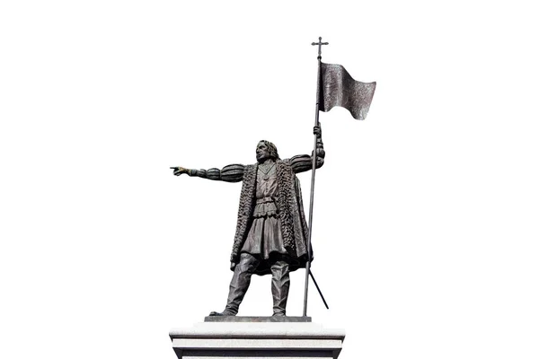 Monumento Cristóvão Colombo Huelva Andaluzia Espanha Isolado Sobre Fundo Branco — Fotografia de Stock