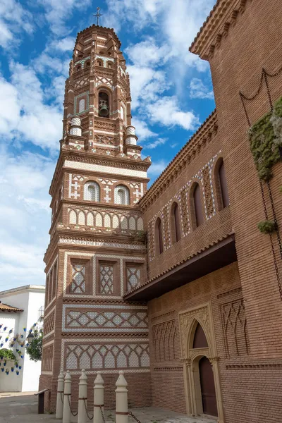 Turm Der Kirche Santa Maria Utebo Mudejar Stil Zaragoza Poble — Stockfoto
