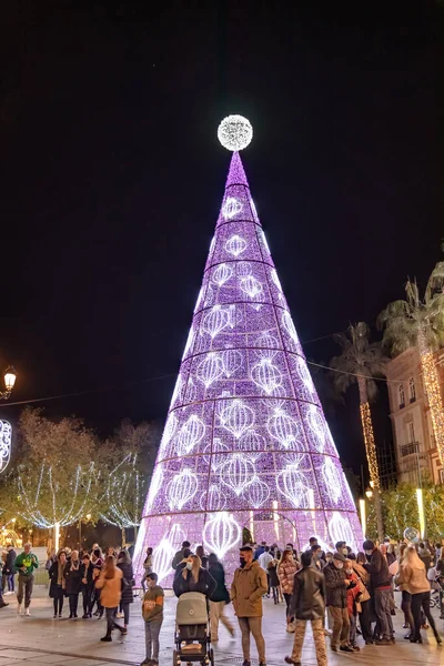 Séville Espagne Décembre 2019 Arbre Noël Puerta Jerez Porte Jerez — Photo