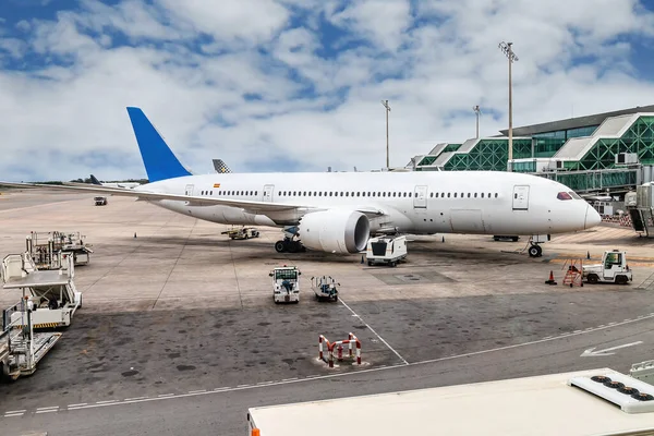 Flygplan Som Förbereder Start Flygplatsen — Stockfoto