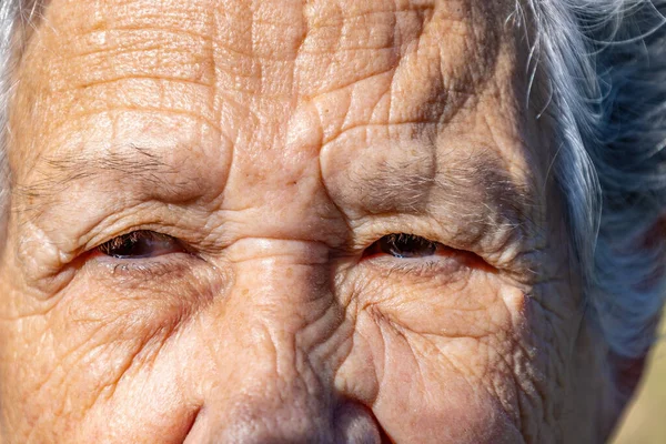 Nahaufnahme Einer Älteren Frau Den Achtzigern Konzept Zur Alterung Der — Stockfoto