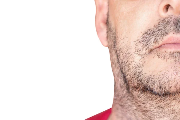 Fjärdedel Ansiktet Medelålders Man Med Skägg För Vecka Orakat Ansikte — Stockfoto