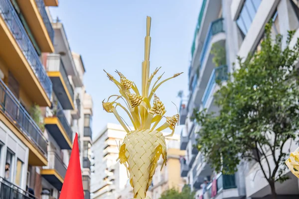 Palm Gemaakt Elche Spanje Voor Nazarenen Boetelingen Palm Sunday Tijdens — Stockfoto