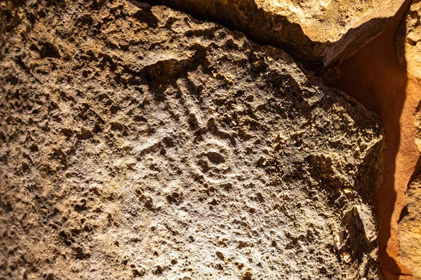 Artistic manifestation engraved in the stone in the megalithic monument of El dolmen de Soto