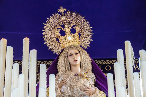 Holy Week Procession Paso Platform Throne Our Lady Angels Streets — Stock Photo, Image