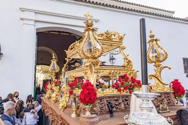 西班牙 韦尔瓦 2022年4月14日 圣布列罗 的圣座或平台在圣周游行中 — 图库照片