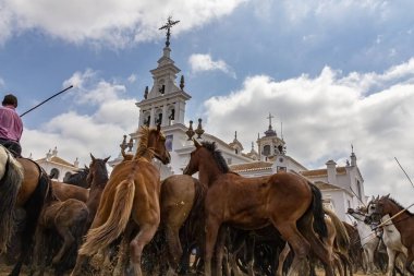 Mares olay El Rocio hermitage, küçük köy Almonte, Huelva, Endülüs, İspanya 
