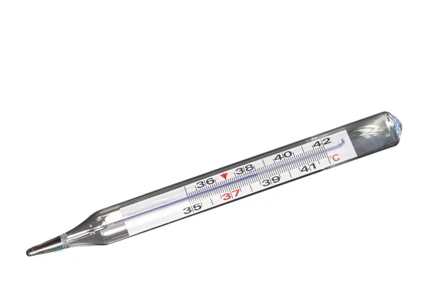 Analóg Klinikai Hőmérő Higanymentes Centigrammban Kalibrálva Ami Fokos Hőmérsékletet Jelez — Stock Fotó